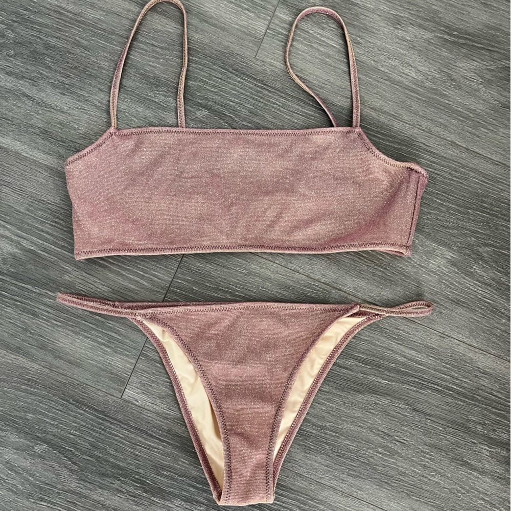 LA Hearts pink/mauve glitter bikini
